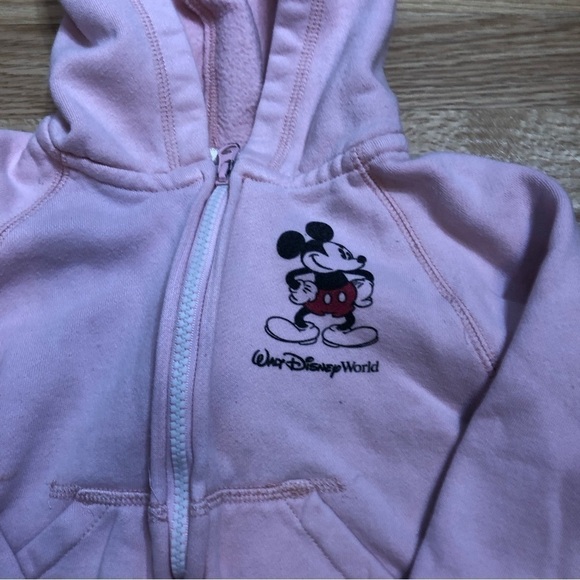 Walt Disney World Pink Hooded Sweatshirt Small Kids Pink Mickey Mouse Jeweled - Picture 3 of 7